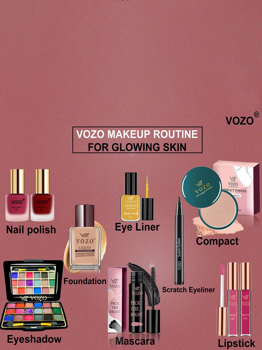 

VOZO Set Of 10 Ultimate Glamour Vault Makeup Combo, Multi