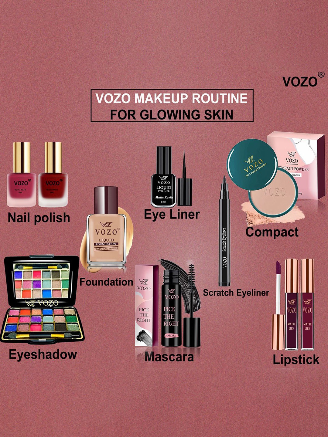 

VOZO Set Of 10 Divine Beauty Vault Makeup Combo, Multi