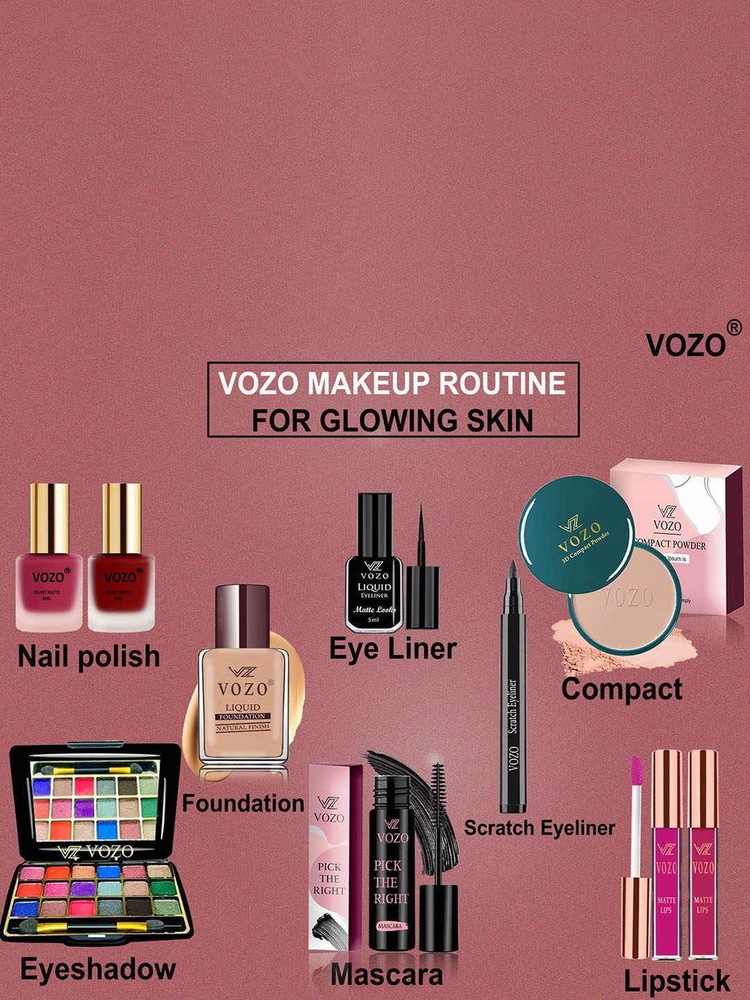 

VOZO Set Of 10 Ultimate Glamour Vault Makeup Combo, Multi