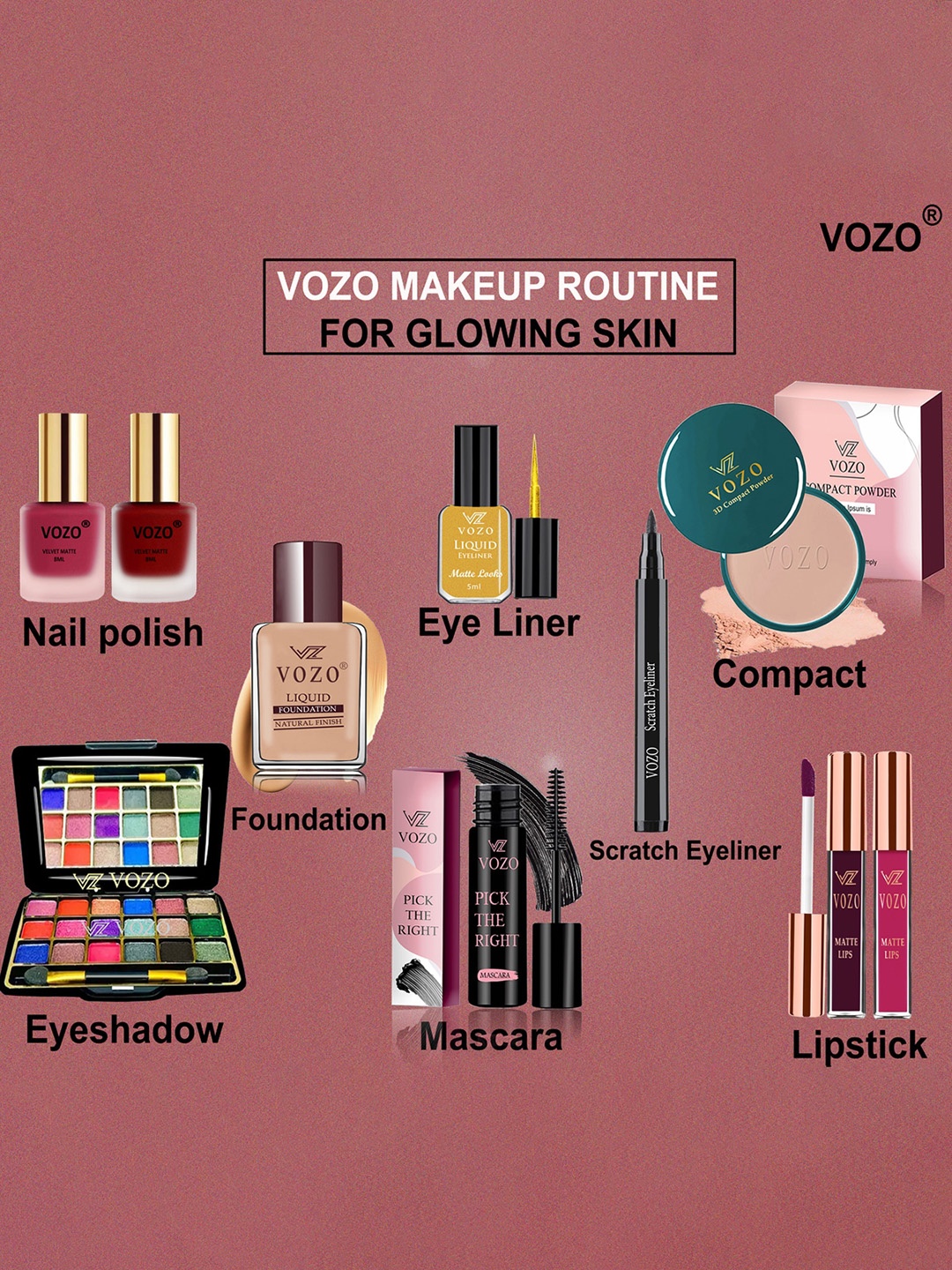 

VOZO Set Of 10 Divine Beauty Vault Makeup Combo, Multi