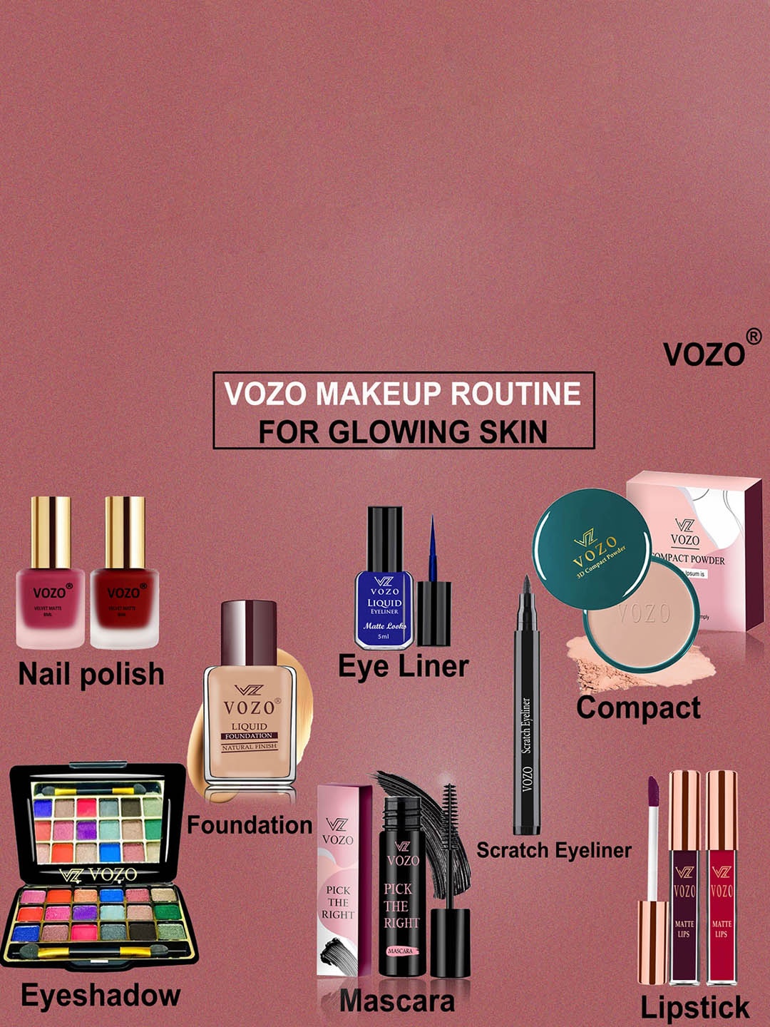 

VOZO Set Of 10 Divine Beauty Vault Makeup Combo, Multi