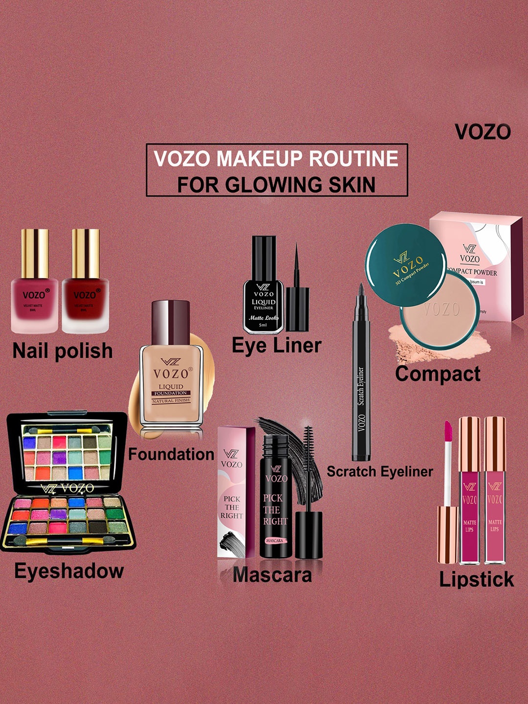 

VOZO Set Of 10 Ultimate Glamour Vault Makeup Combo, Multi