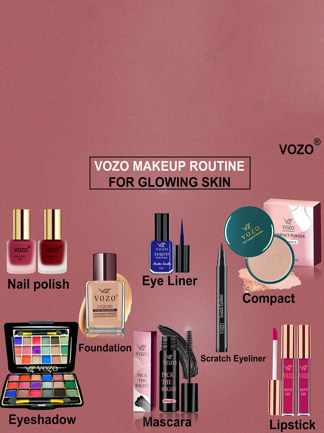 

VOZO Set Of 10 Elegance Redefined Extravaganza Makeup Combo, Multi