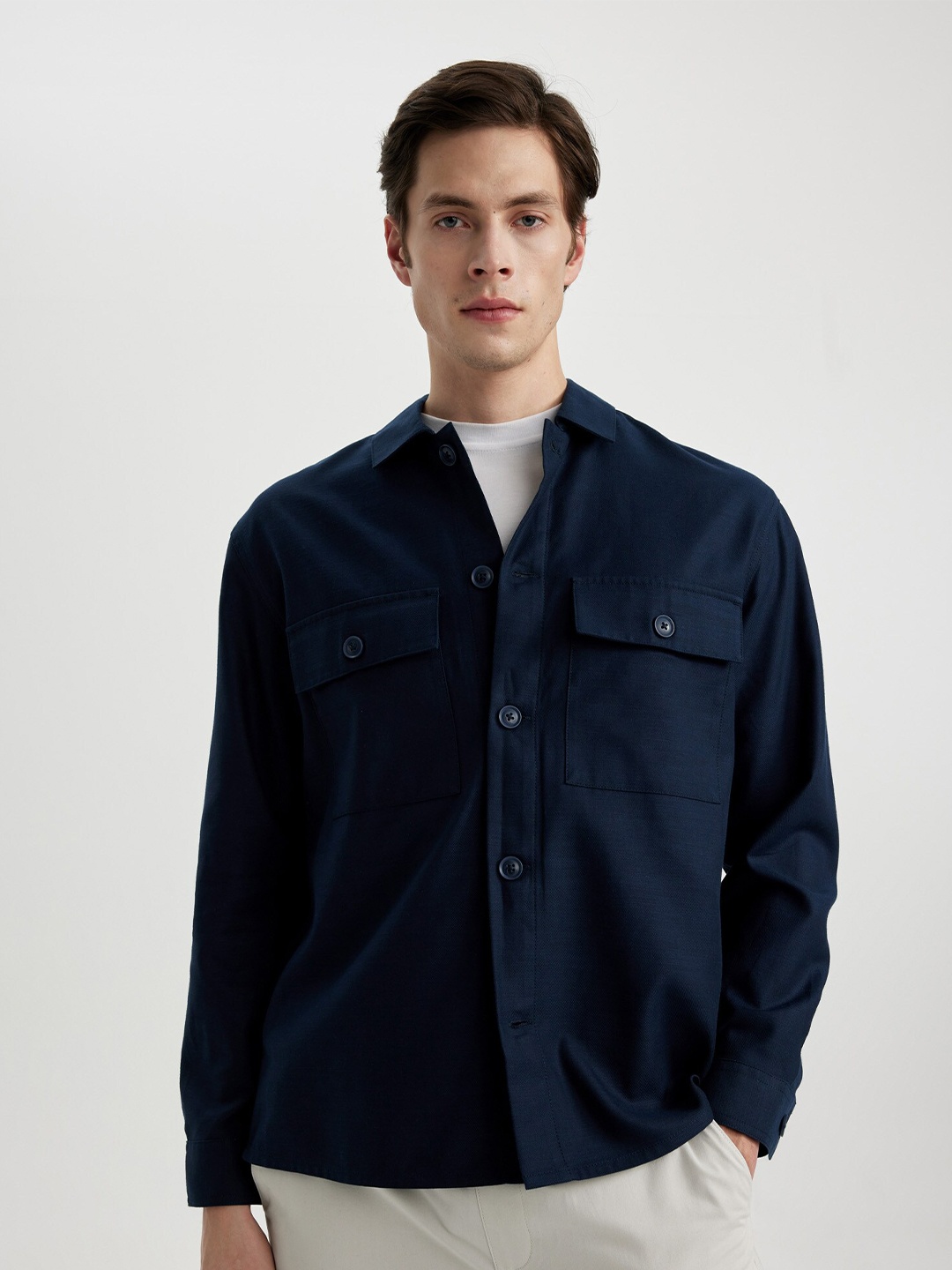 

DeFacto Spread Collar Casual Shirt, Navy blue