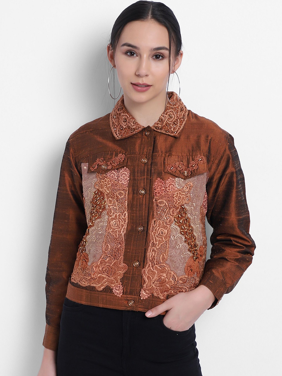 

TANDUL Floral Printed Tailored Jacket, Brown