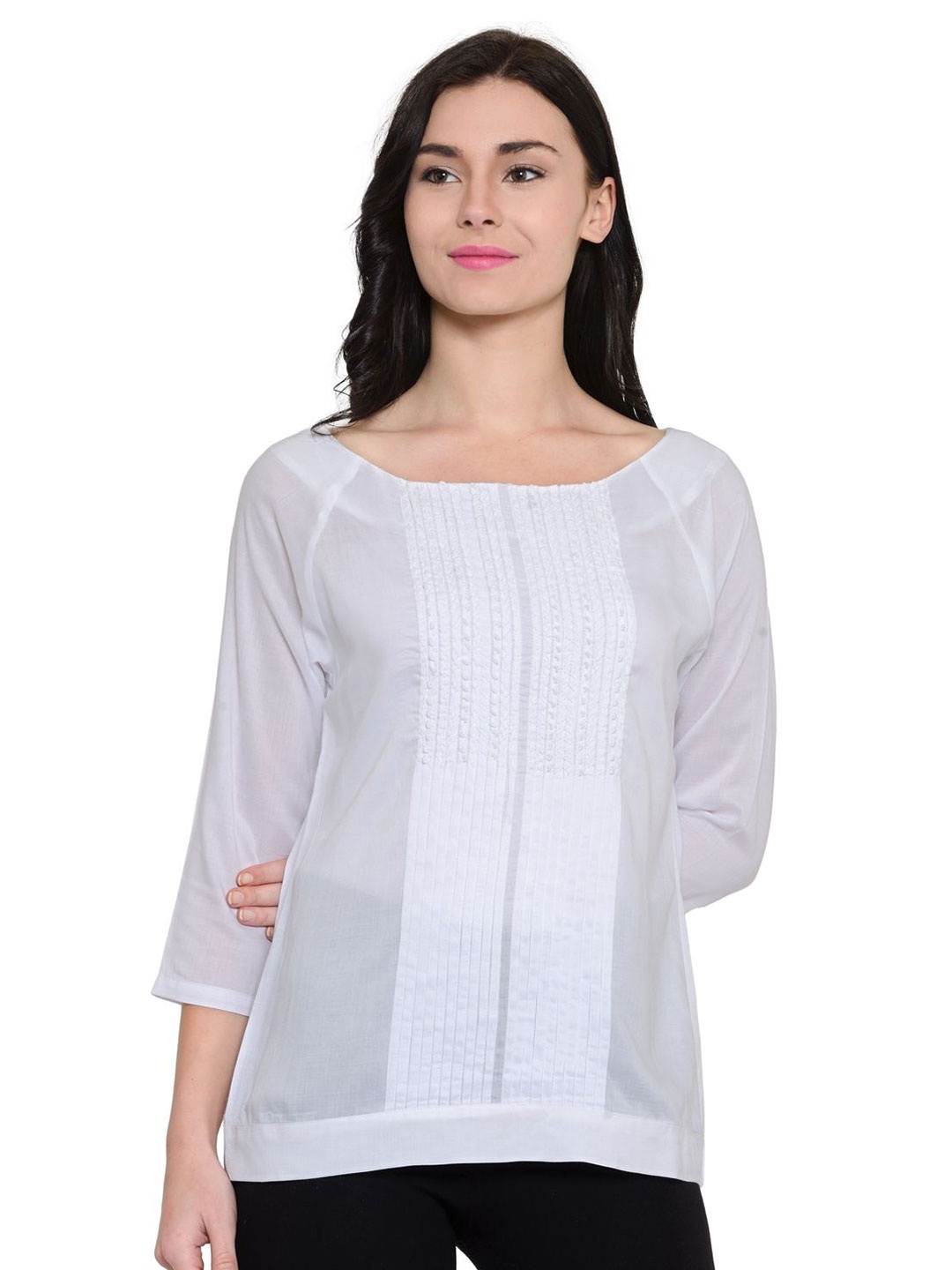 

Zastraa Boat Neck Sheer Top, White