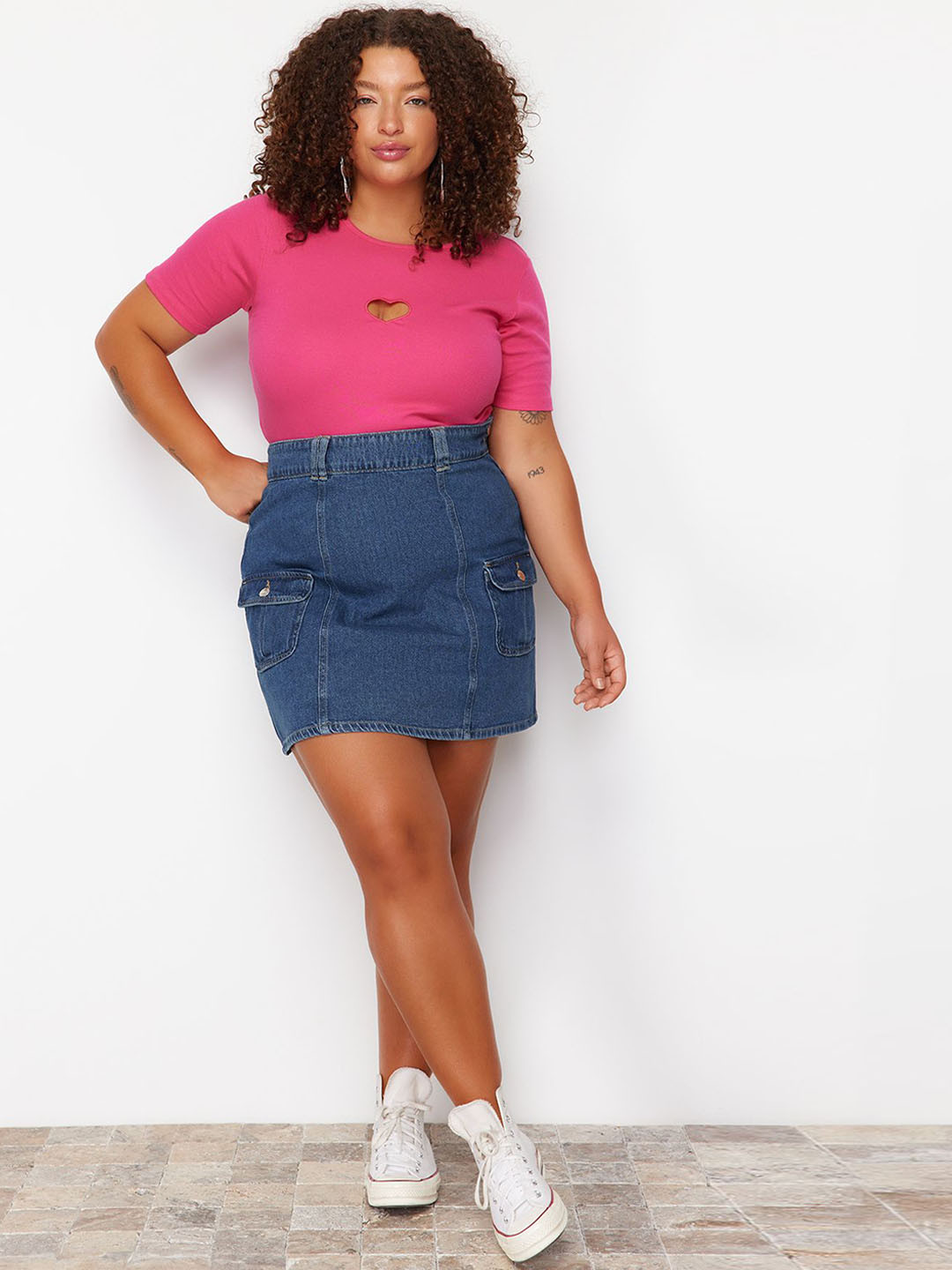 

Trendyol Pure Cotton A-Line Mini Skirt, Blue