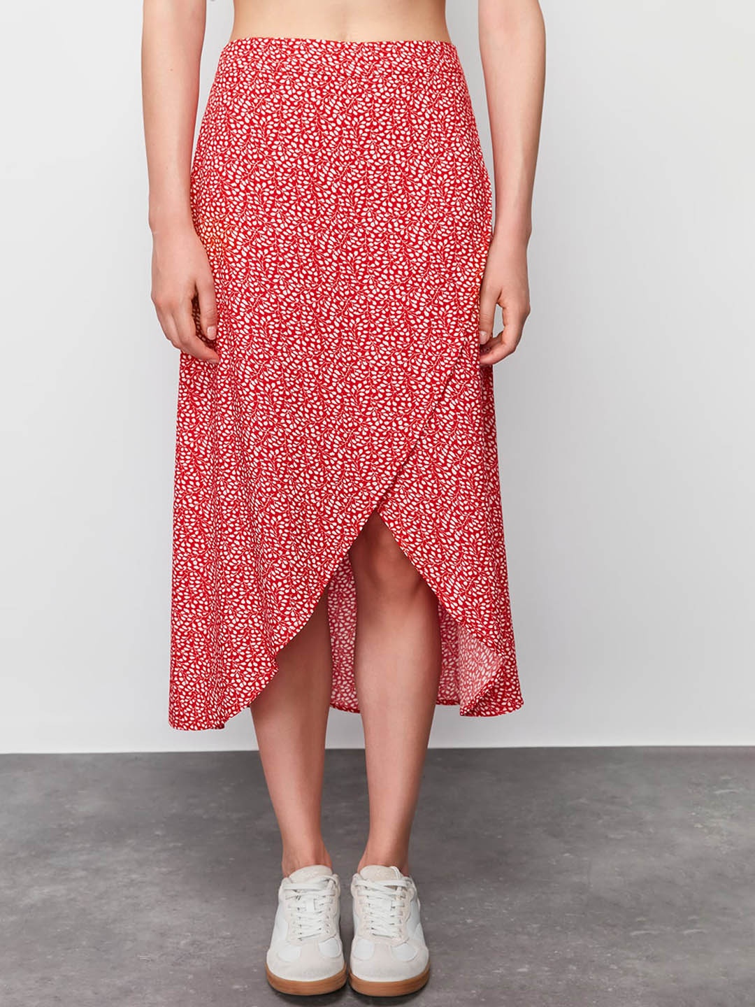 

Trendyol Printed A-Line Midi Skirt, Red