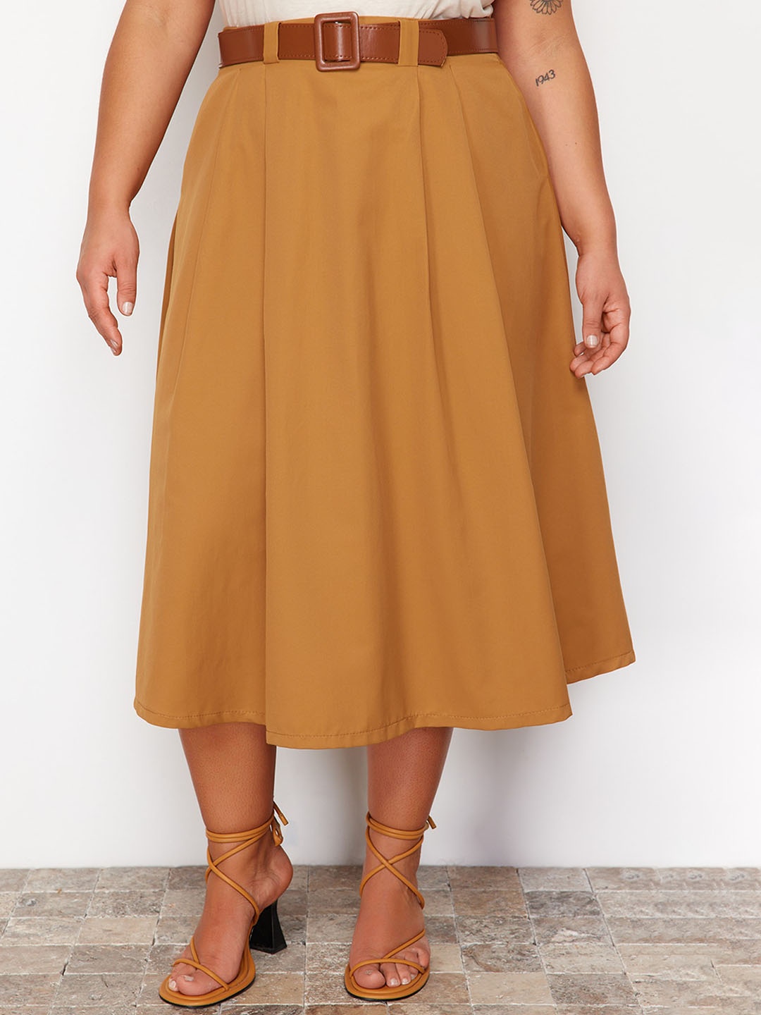 

Trendyol A-Line Midi Skirt, Brown