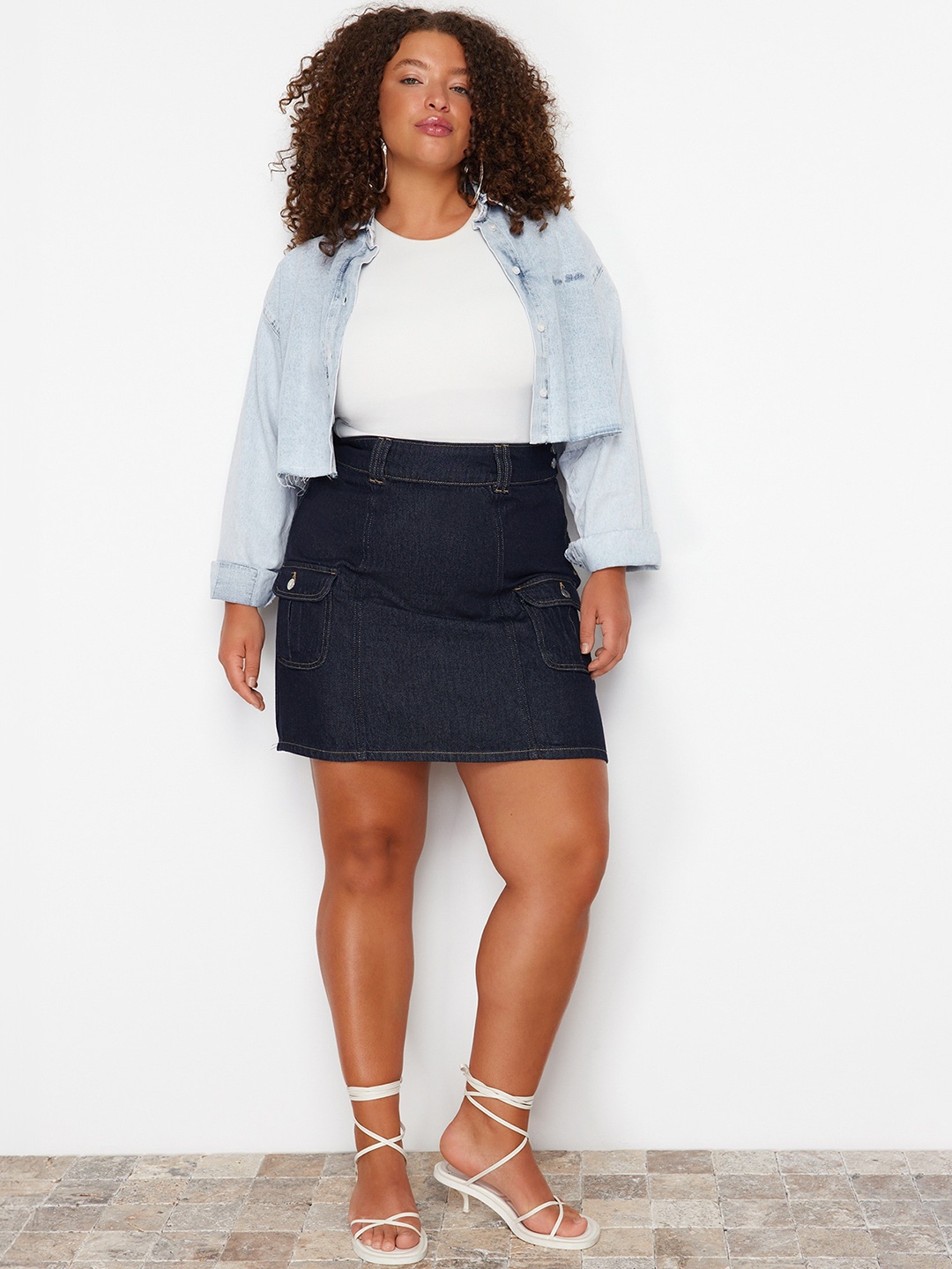 

Trendyol Pure Cotton Mini Skirt, Blue