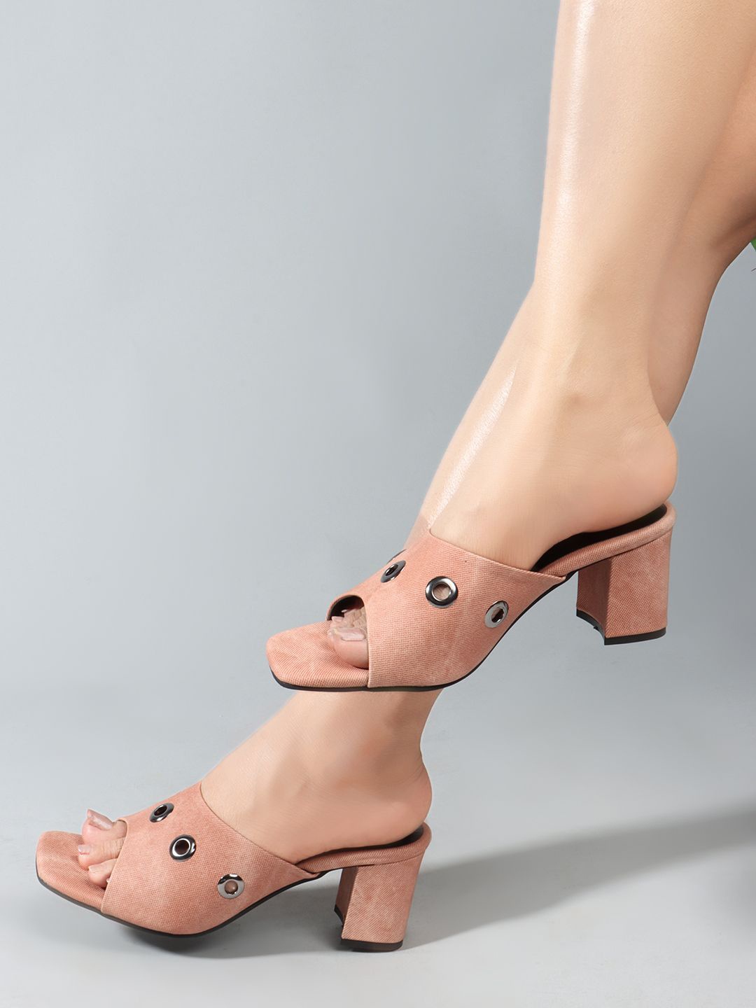 

DressBerry Nude Coloured Open Toe Block Heels