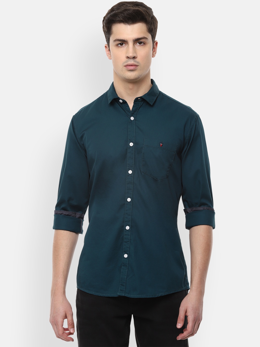 

Louis Philippe Jeans Slim Fit Pure Cotton Casual Shirt, Navy blue