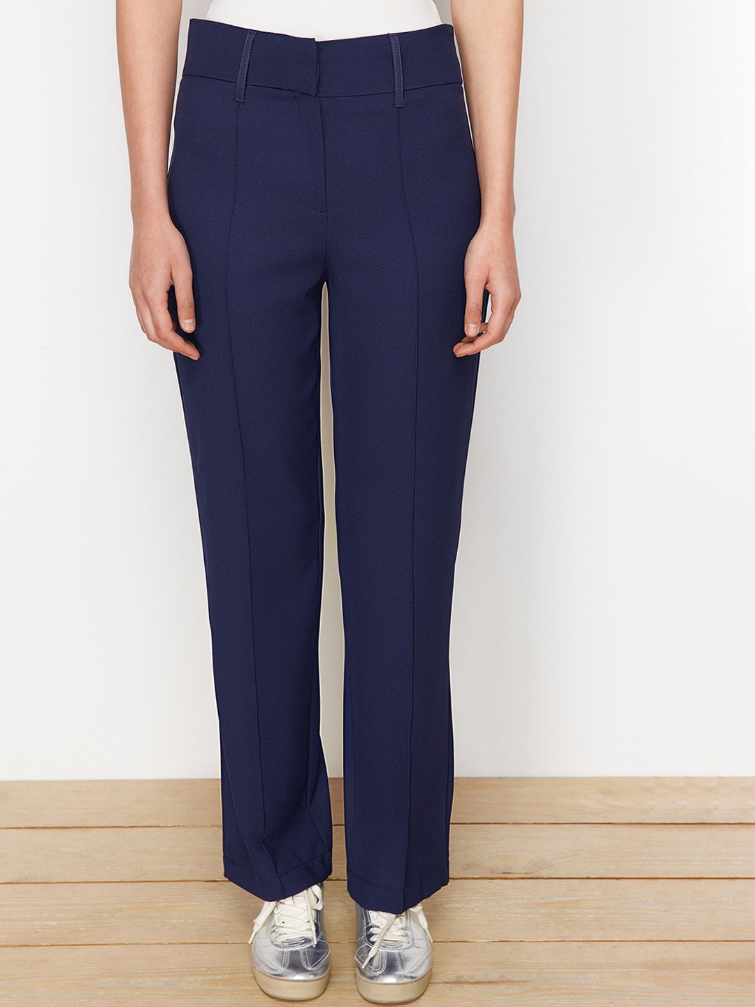 

Trendyol Women Mid-Rise Trousers, Blue