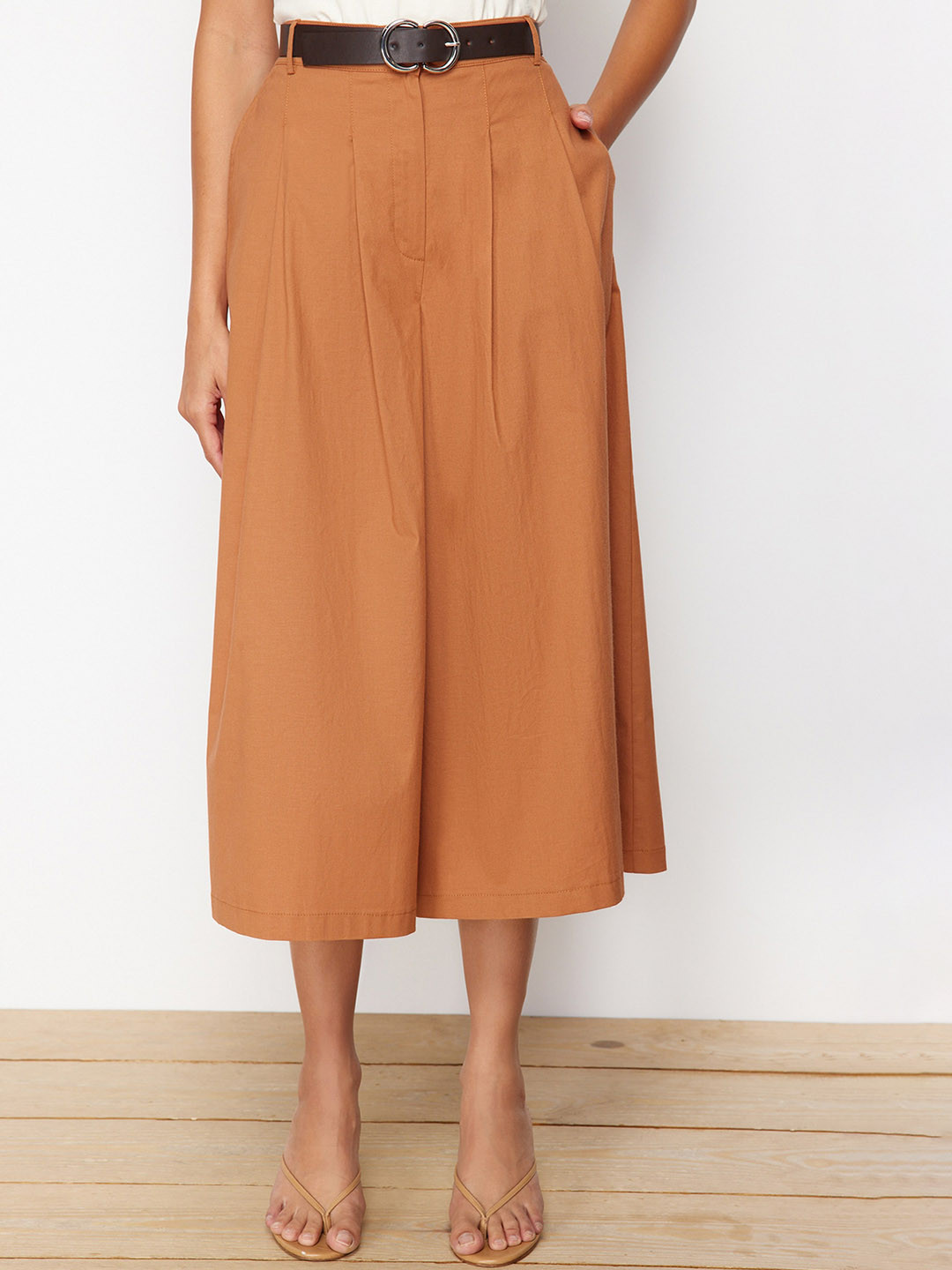 

Trendyol Women Pleated Culottes Trouser, Brown