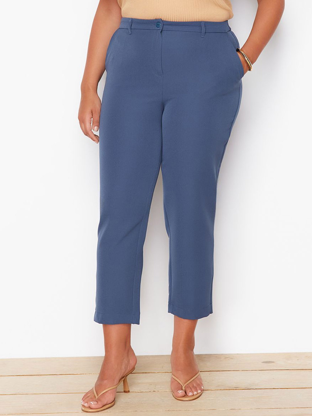 

Trendyol Women Mid-Rise Trousers, Blue