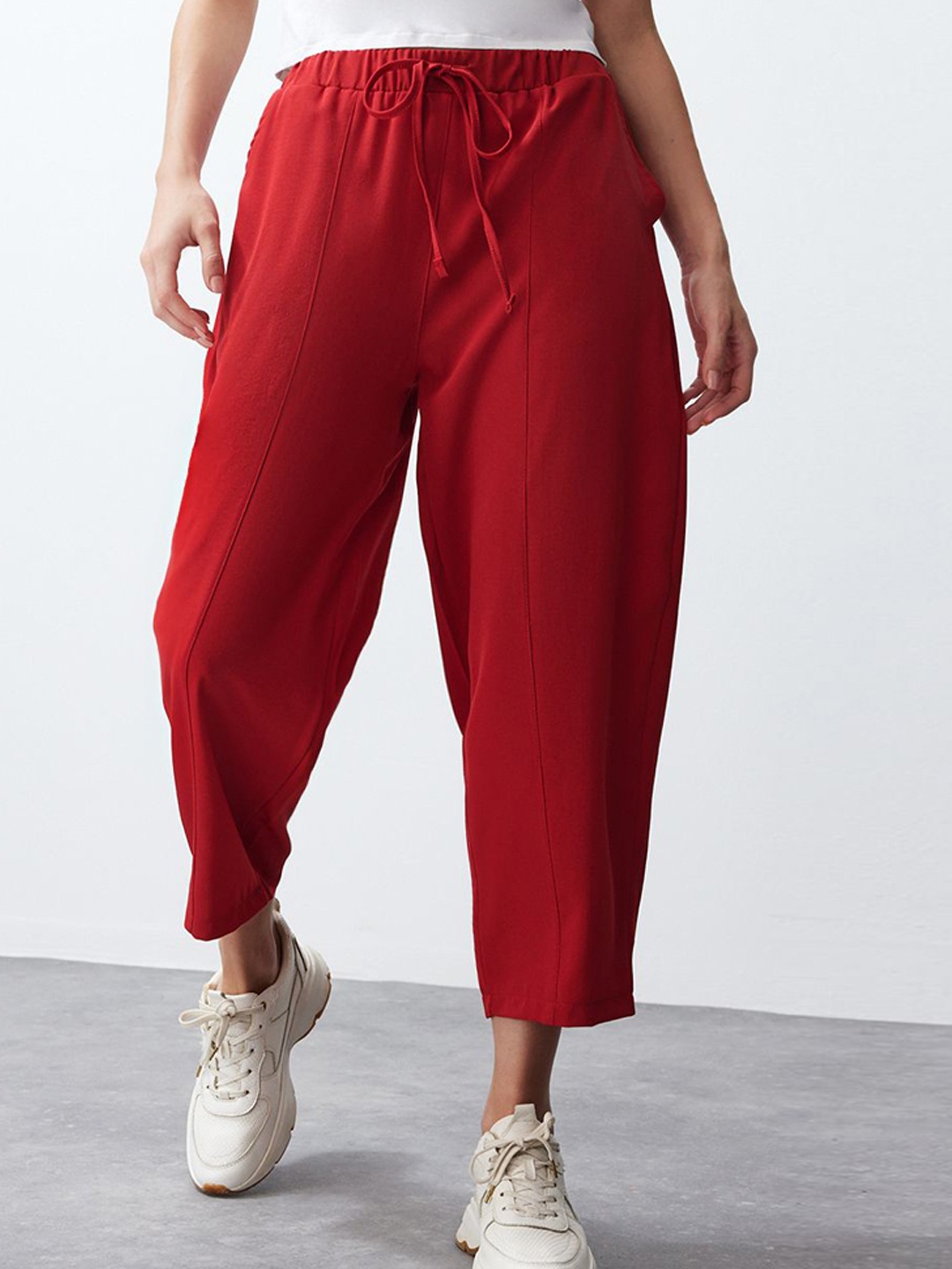 

Trendyol Women Mid-Rise Trousers, Red