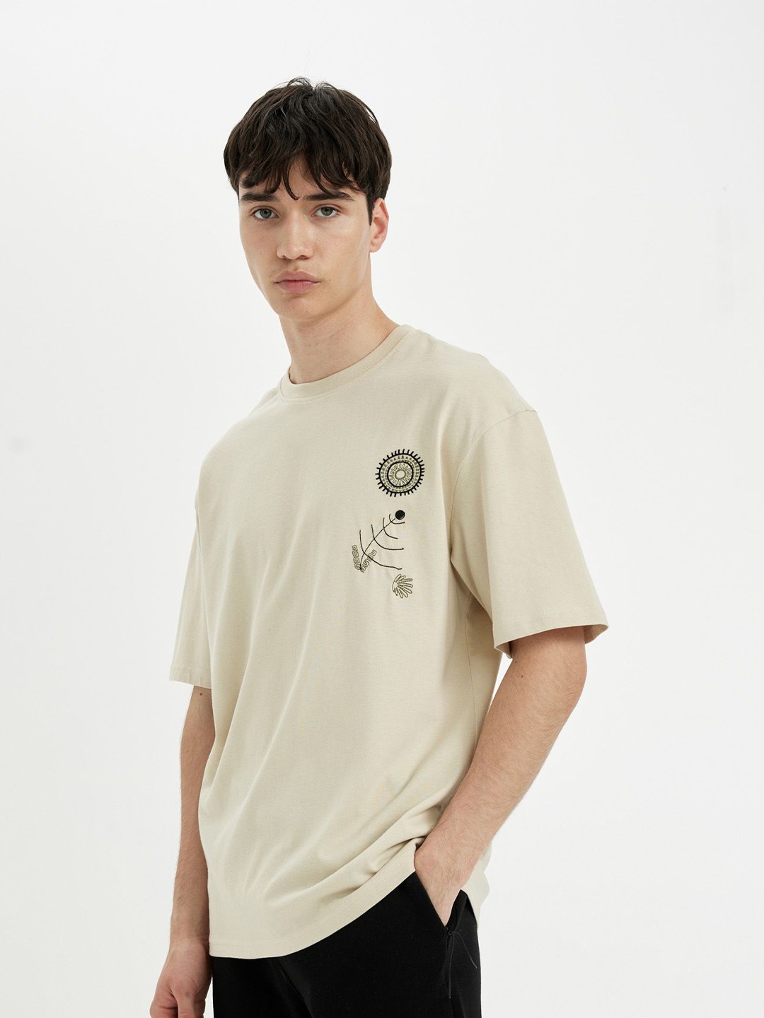 

DeFacto Men Printed Applique T-shirt, Na