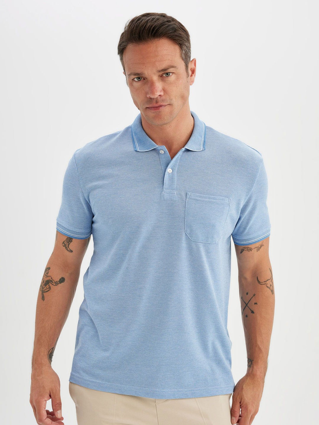 

DeFacto Men Polo Collar Pockets T-shirt, Na