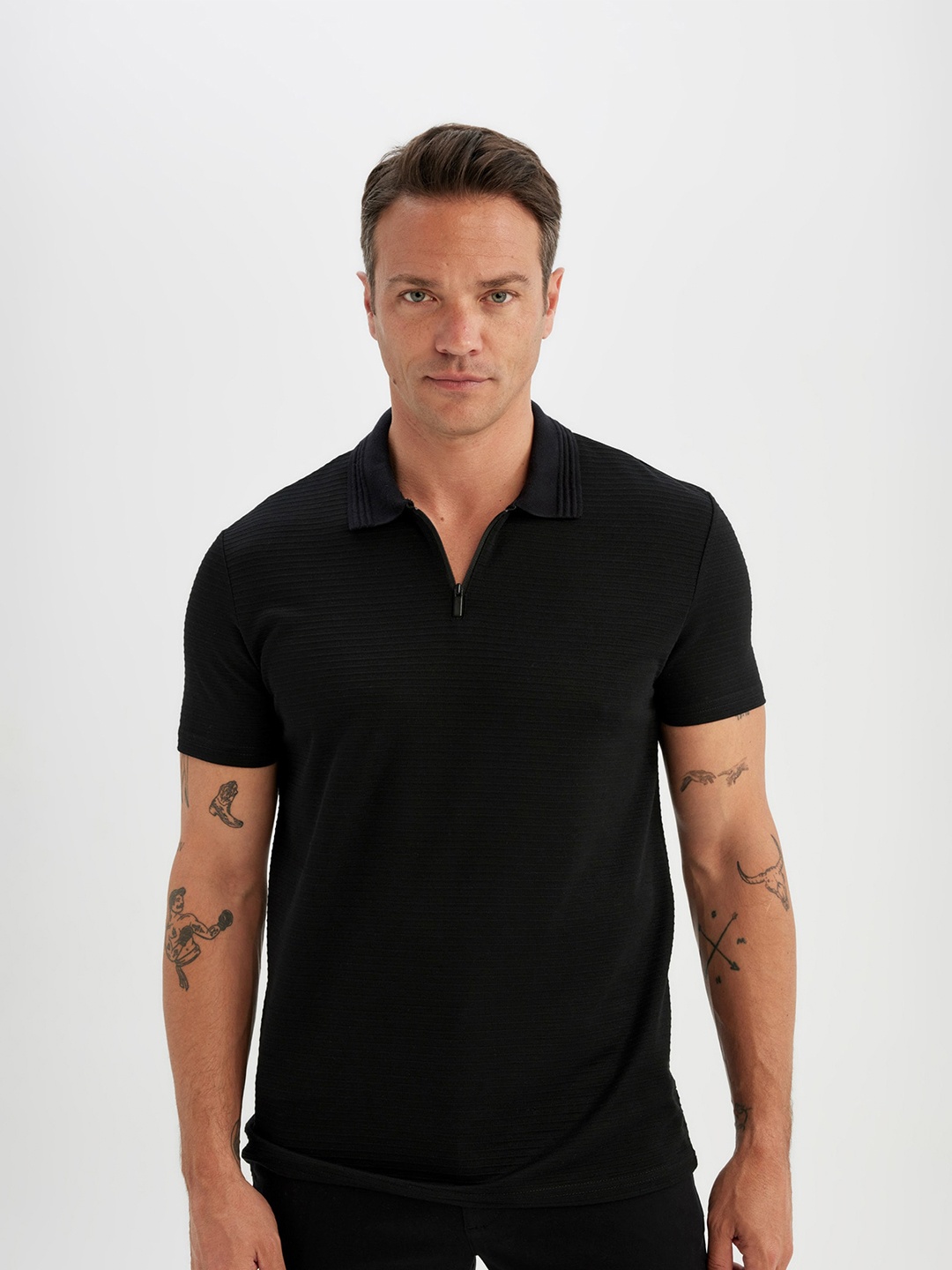 

DeFacto Polo Collar Casual T-shirt, Black