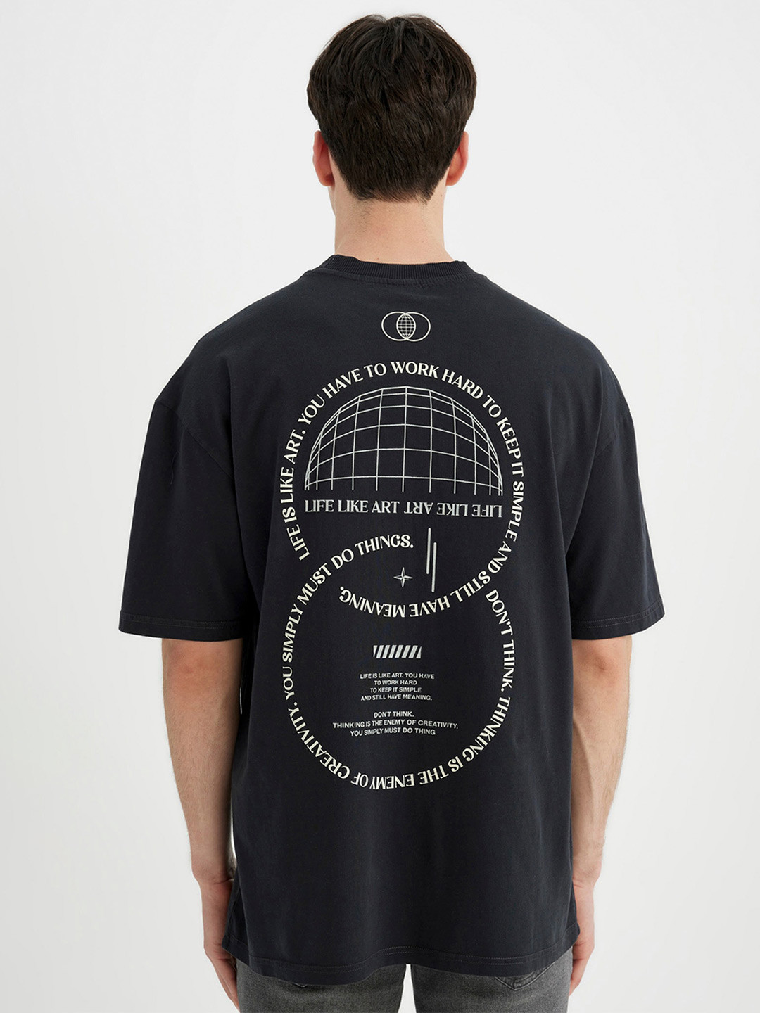 

DeFacto Men Printed Raw Edge T-shirt, Na