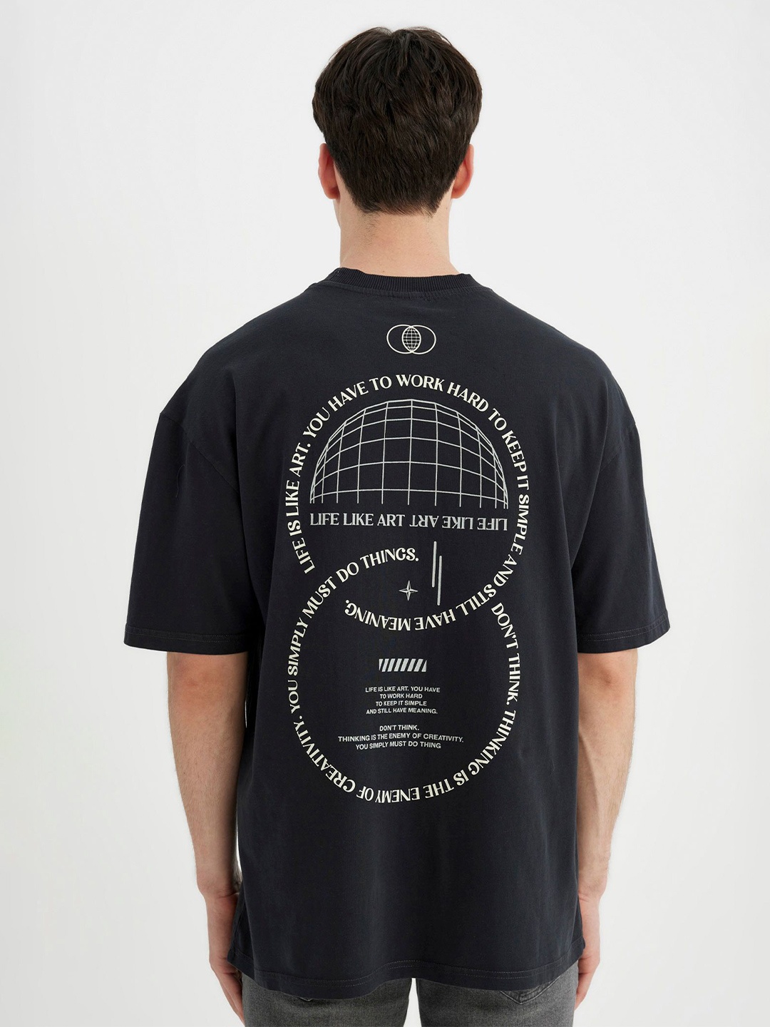 

DeFacto Men Printed Raw Edge T-shirt, Na