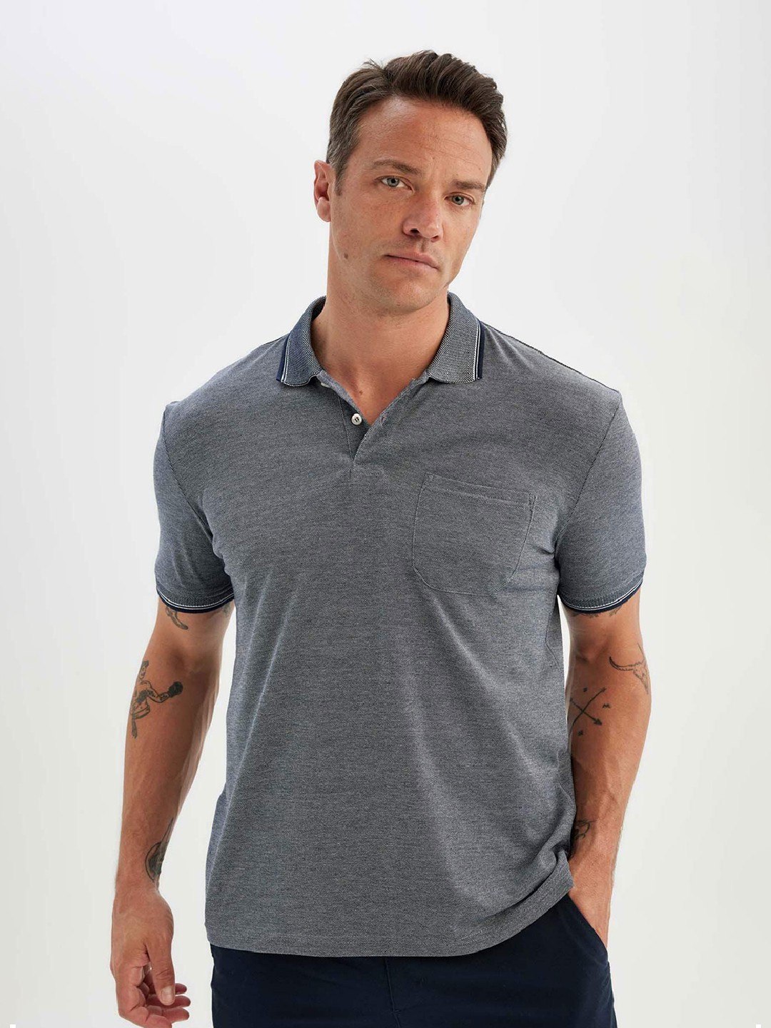 

DeFacto Men Polo Collar Pockets T-shirt, Na