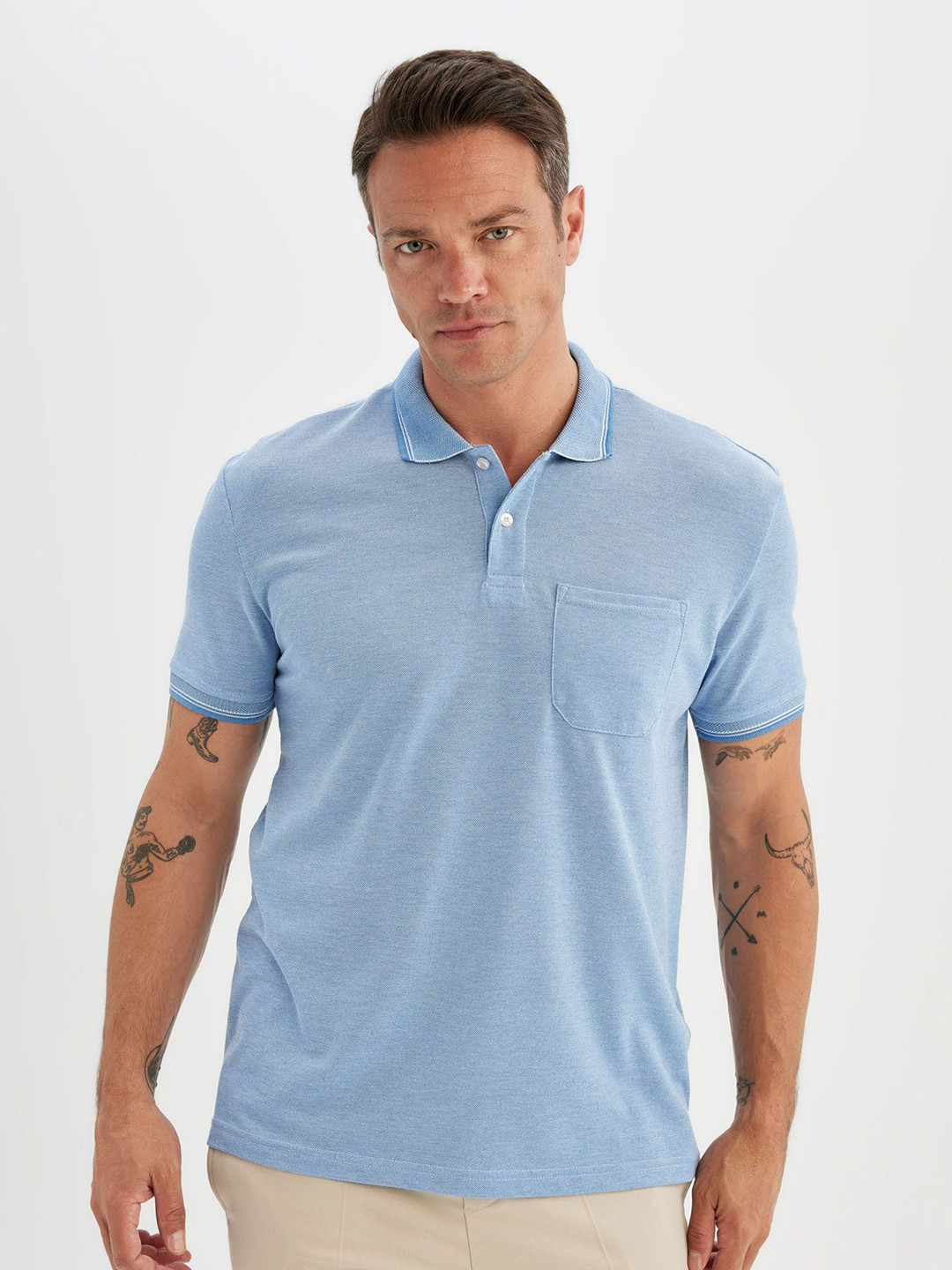 

DeFacto Men Polo Collar Pockets T-shirt, Na