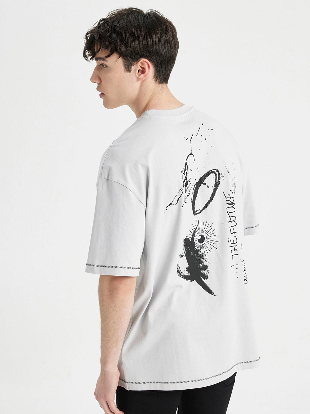 

DeFacto Men Printed Raw Edge T-shirt, Na