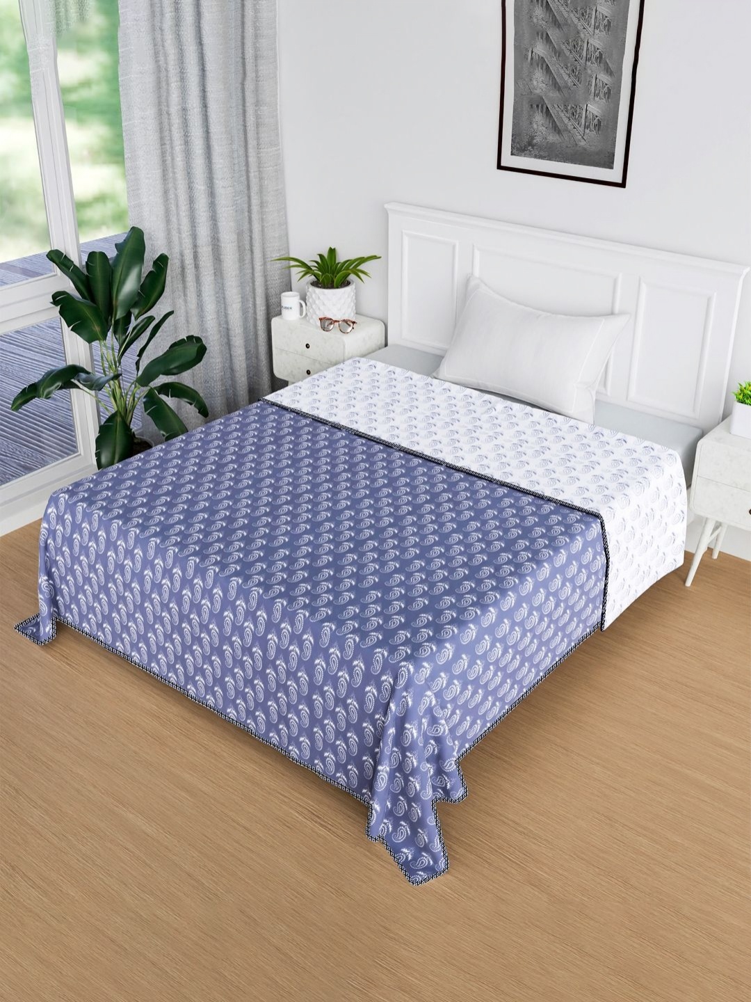 

Kuber Industries Blue Ethnic Motifs Cotton AC Room 120 GSM Reversible Single Bed Dohar