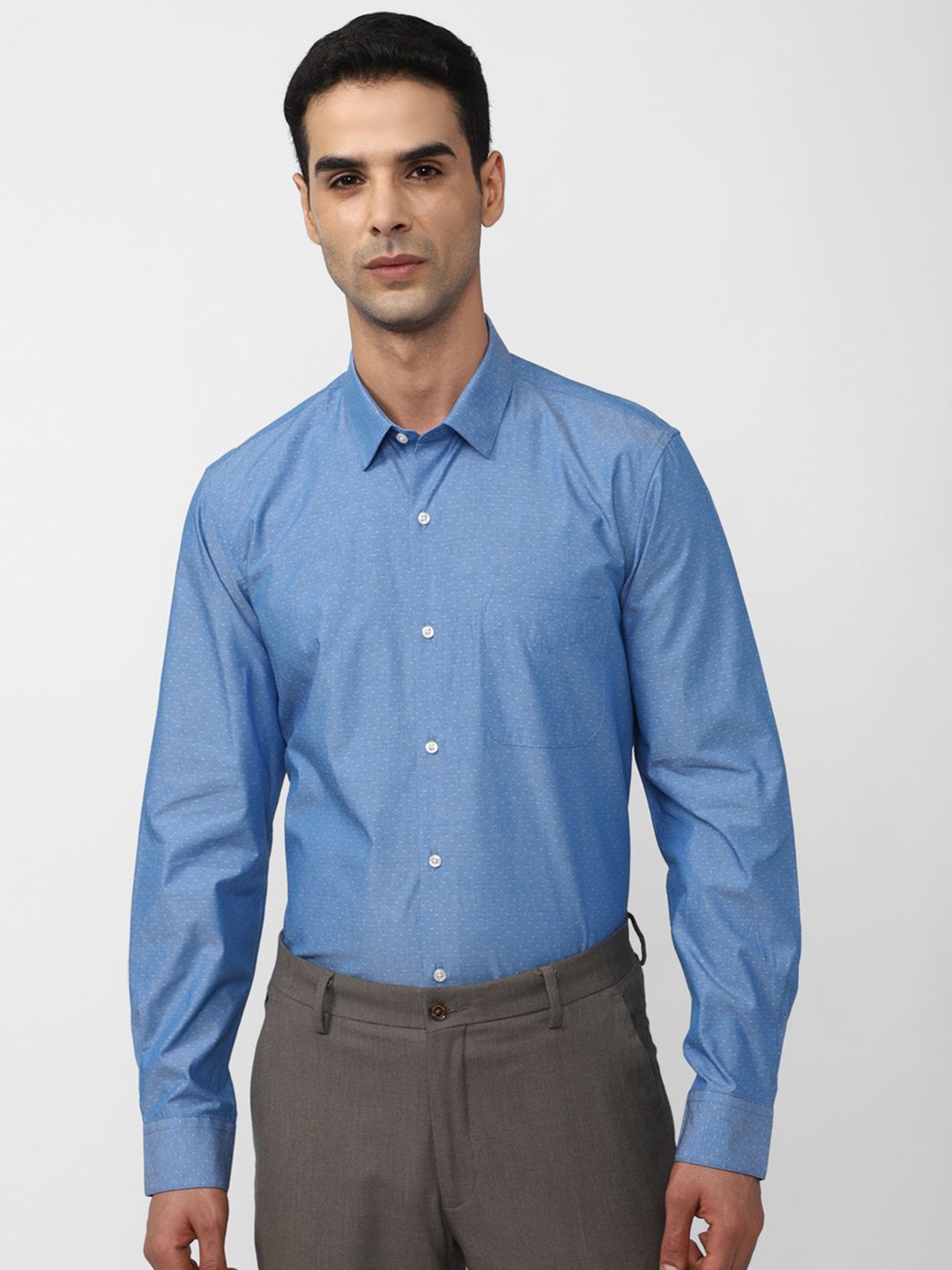 

Peter England Slim Fit Spread Collar Printed Cotton Formal Shirt, Blue
