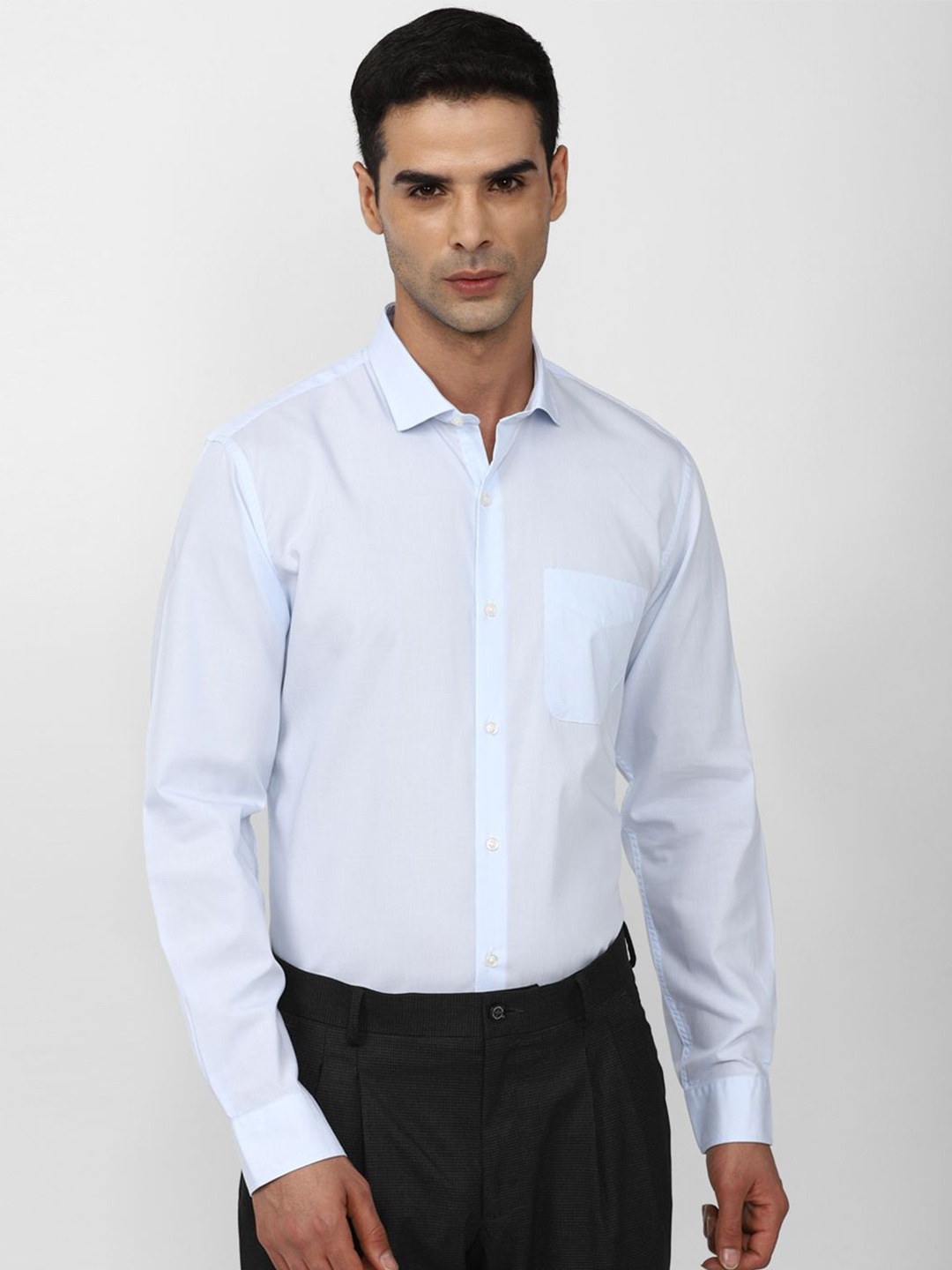 

Peter England Slim Fit Spread Collar Pure Cotton Formal Shirt, Blue