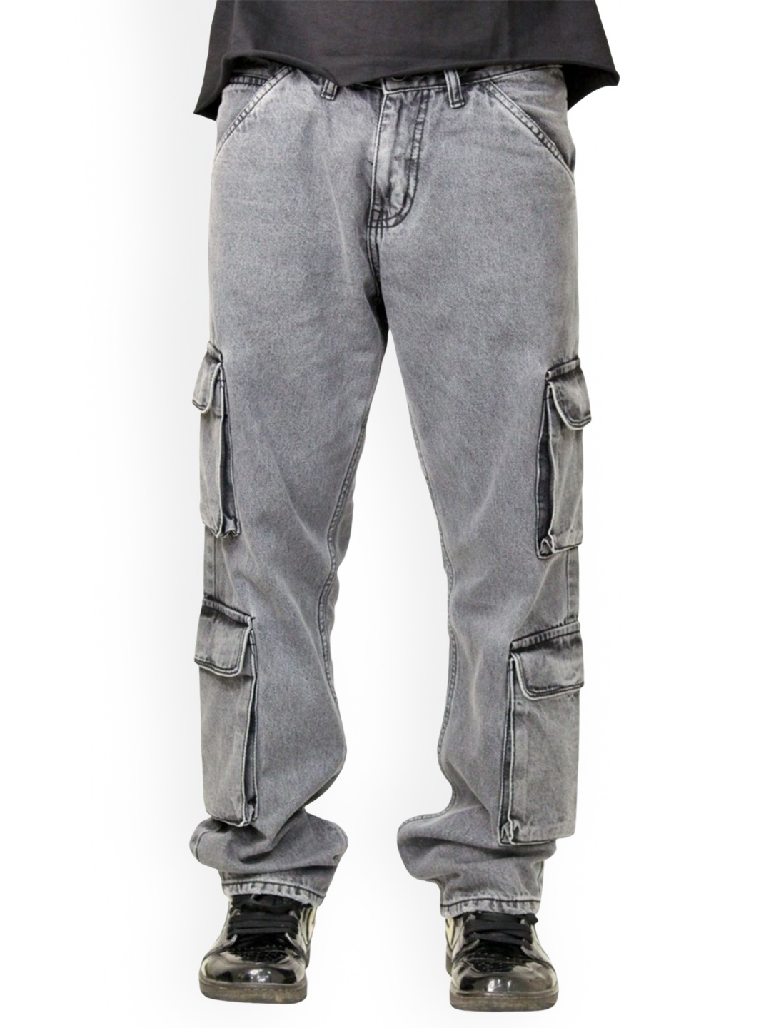 

7Shores Men Classic Cotton Regular Trousers, Grey