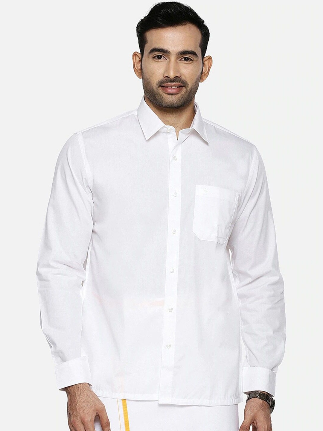 

Ramraj Spread Collar Opaque Cotton Casual Shirt, White