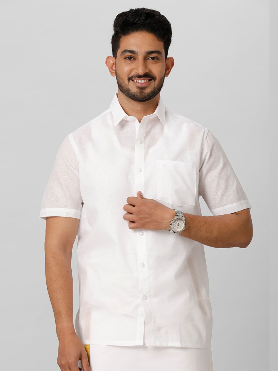 

Ramraj Spread Collar Opaque Casual Shirt, White