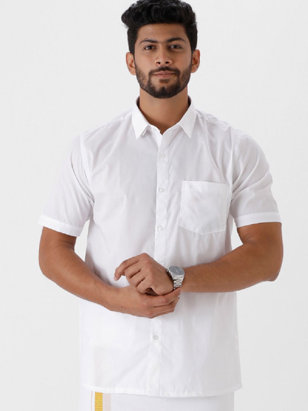 

Ramraj Spread Collar Opaque Cotton Casual Shirt, White