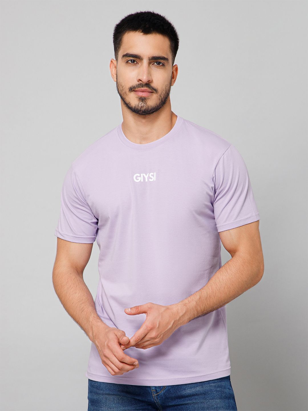 

GIYSI Round Neck Short Sleeves Cotton T-shirt, Purple