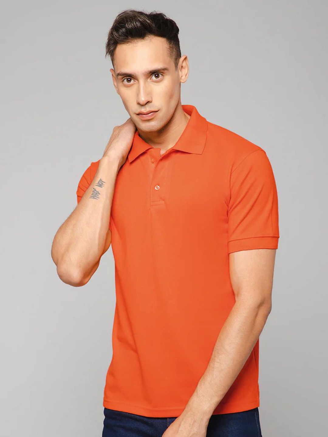 

GIYSI Men Solid Regular Fit Polo Collar T-shirt, Orange