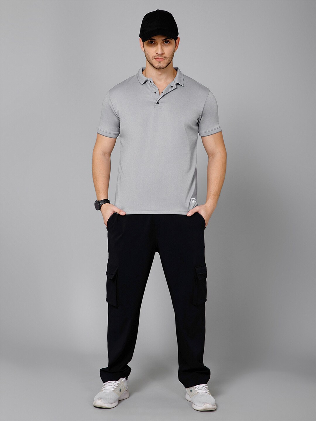 

GIYSI Men Solid Regular Fit Polo Collar T-shirt, Grey