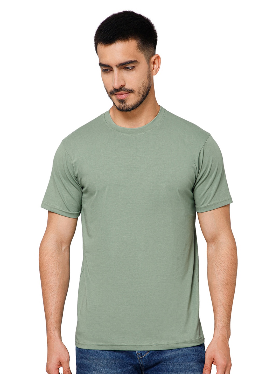 

GIYSI Round Neck Short Sleeves Cotton T-shirt, Green