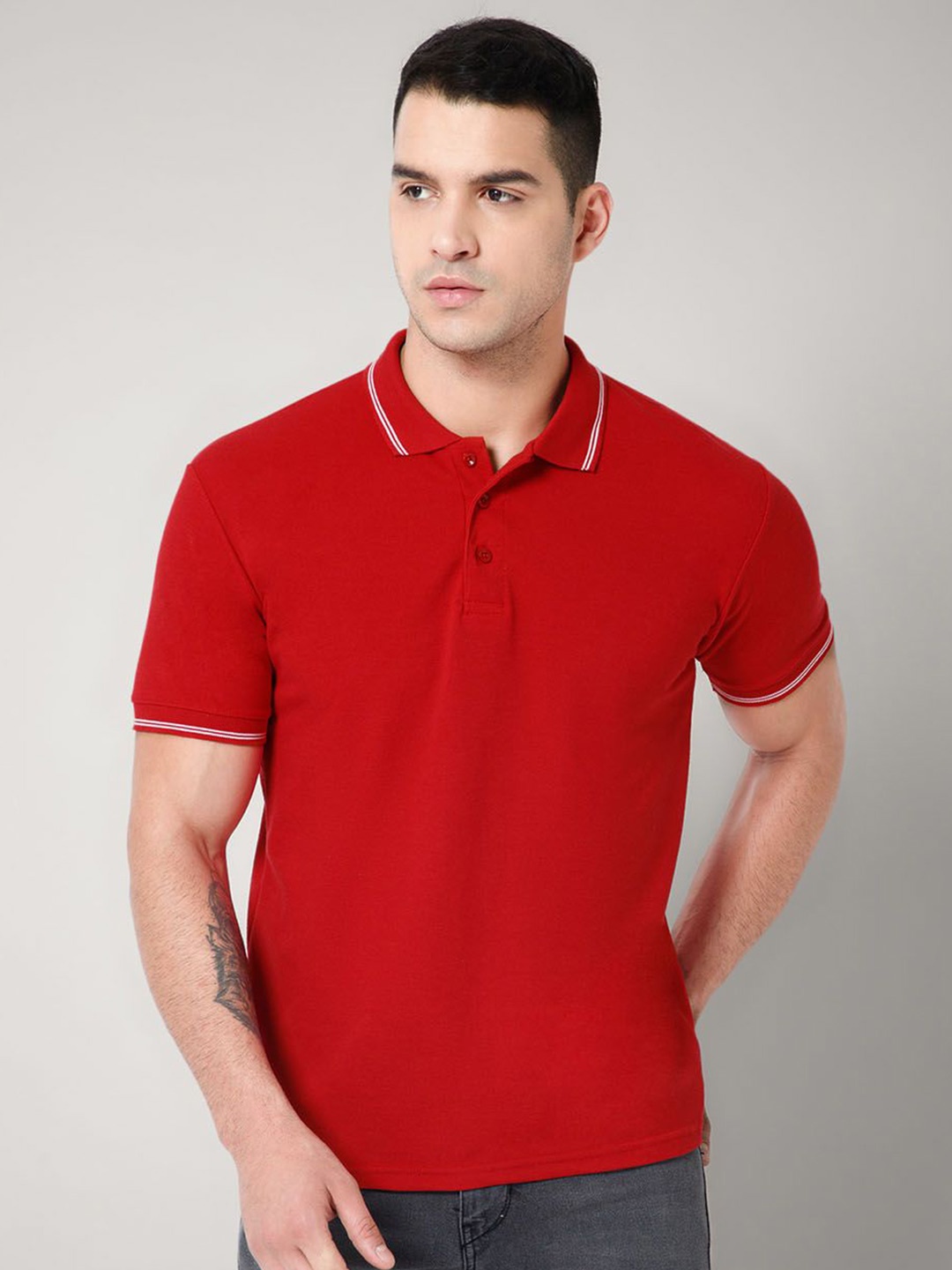 

GIYSI Polo Collar Short Sleeves Cotton T-shirt, Red