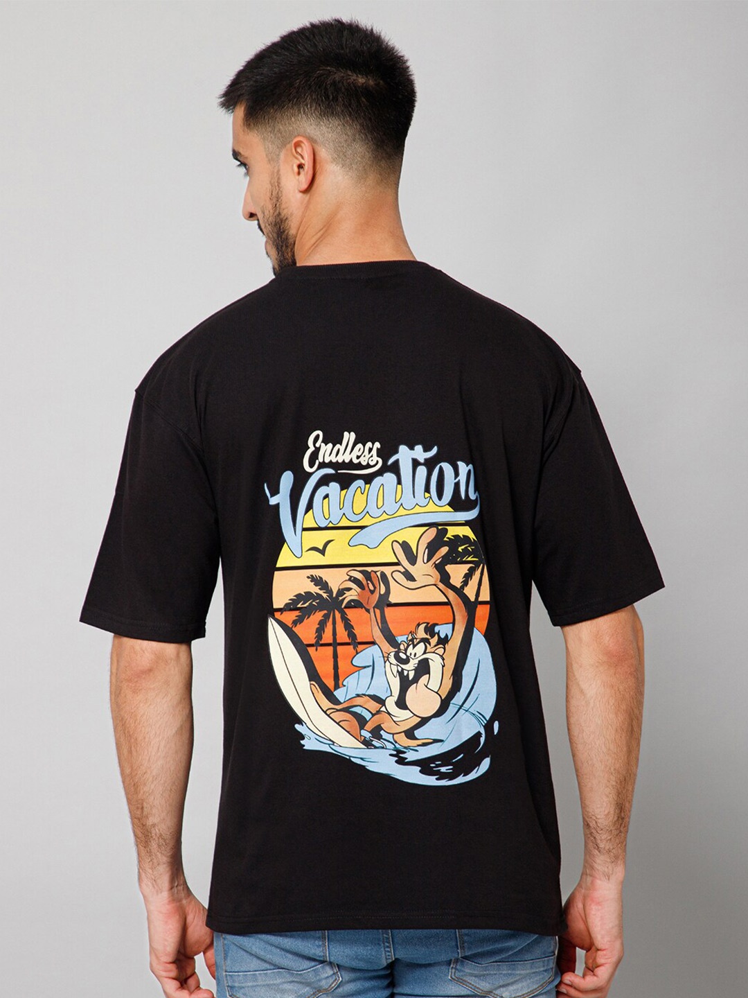 

GIYSI Graphic Printed Round Neck Short Sleeves Cotton T-shirt, Black