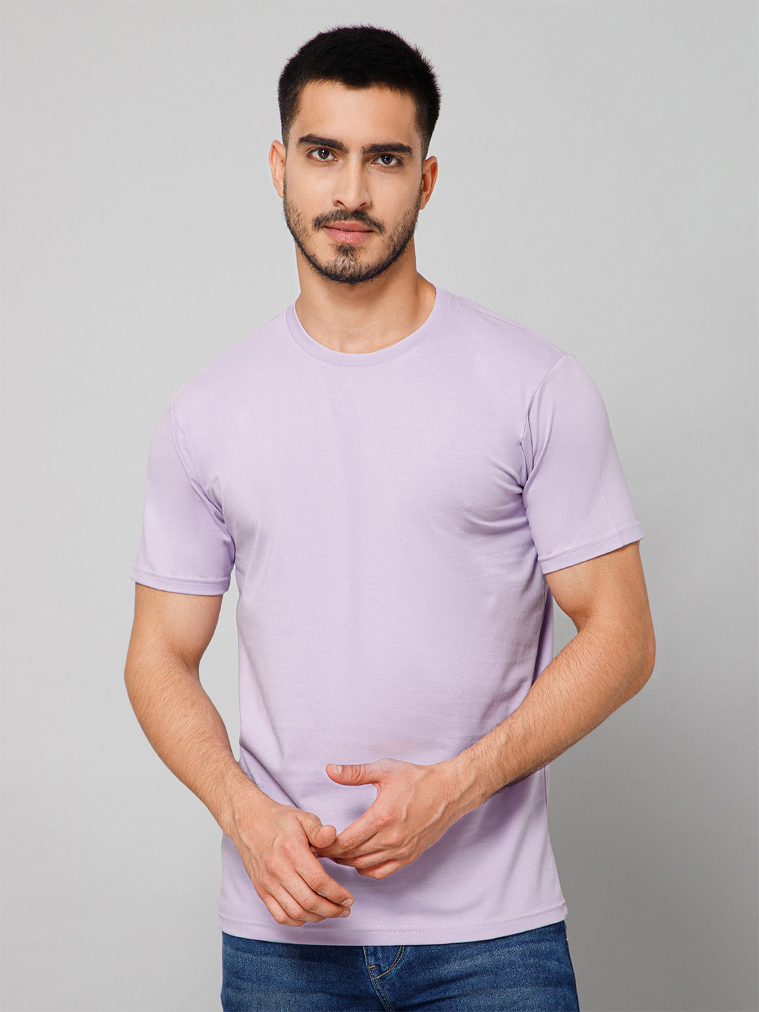 

GIYSI Round Neck Short Sleeves Cotton T-shirt, Purple