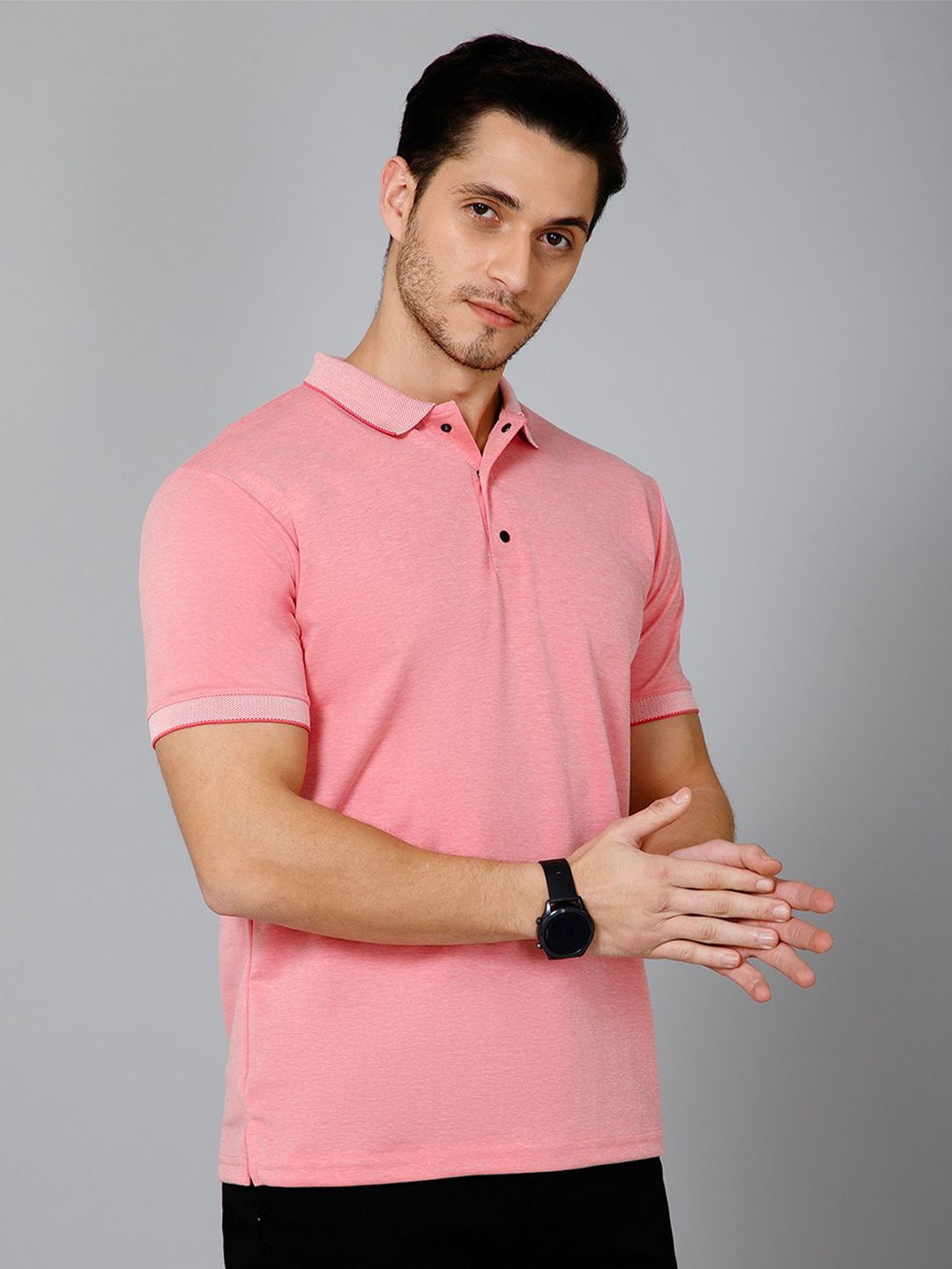 

GIYSI Polo Collar Short Sleeves Cotton T-shirt, Pink