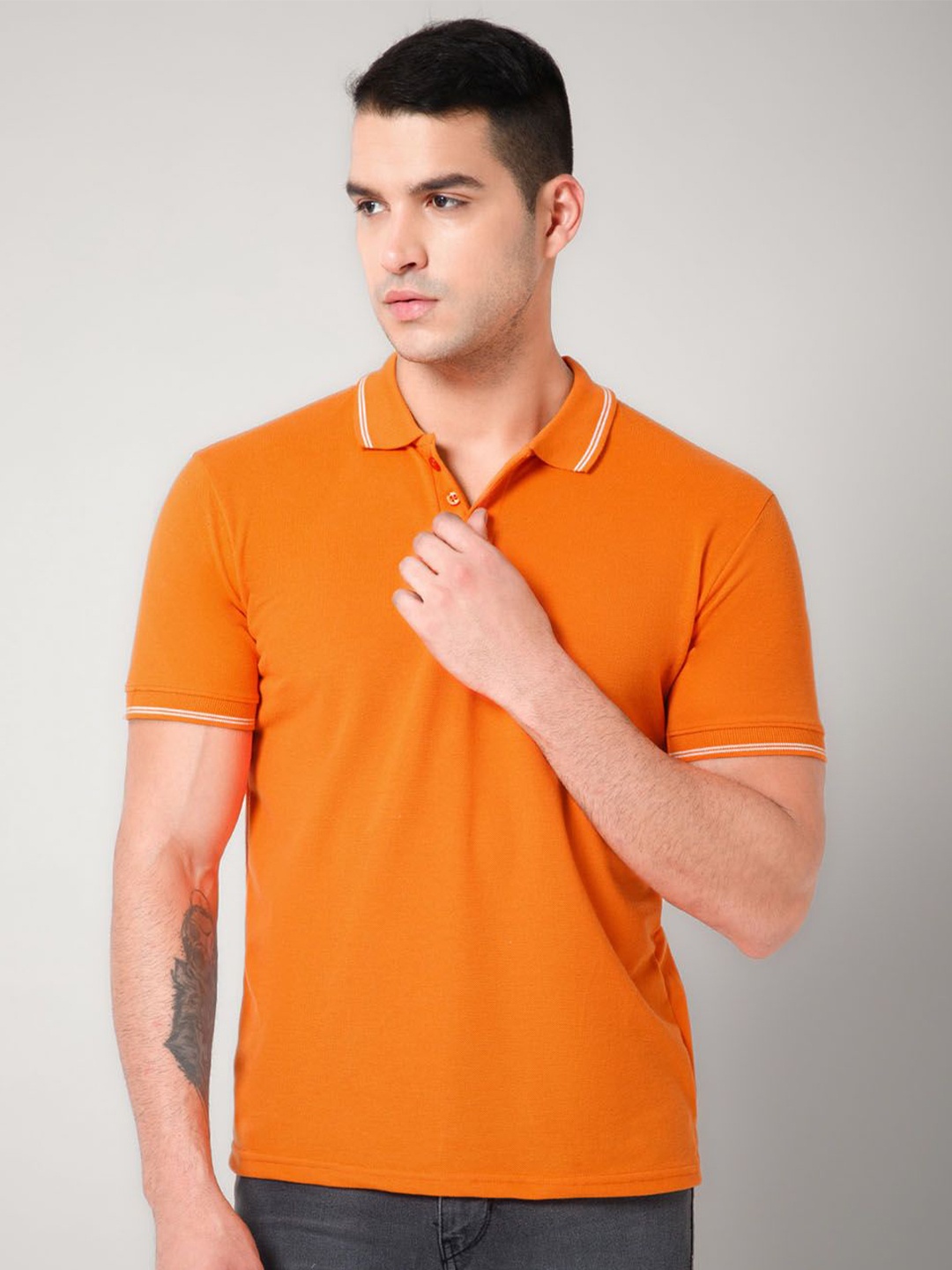 

GIYSI Polo Collar Short Sleeves Cotton T-shirt, Orange