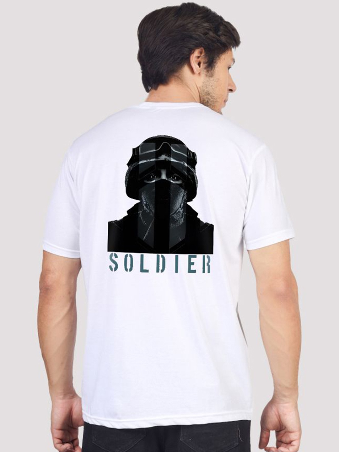 

Greylongg Typography Printed Short Sleeves Round Neck Raw Edge Cotton T-shirt, White