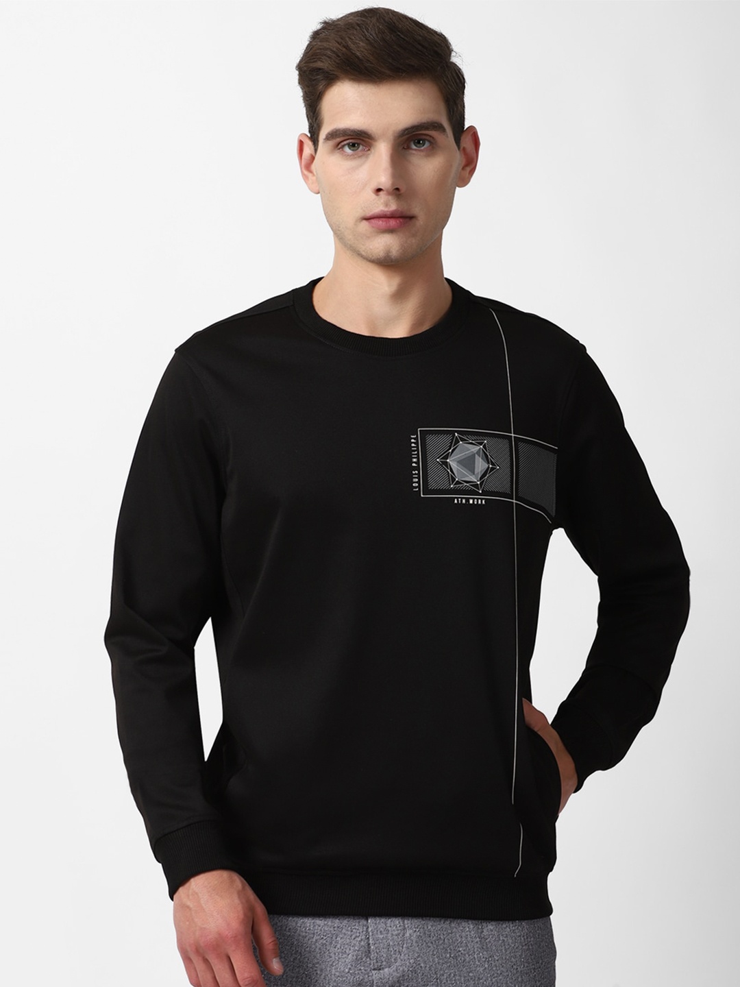 

Louis Philippe Sport Graphic Printed Crew Neck T-shirt, Black