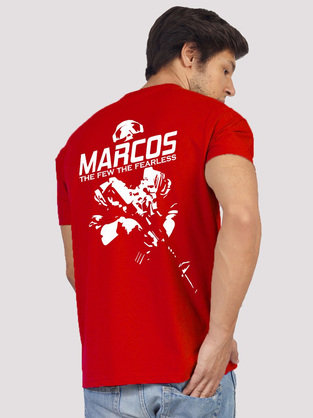 

Greylongg Typography Printed Round Neck T-Shirt, Red