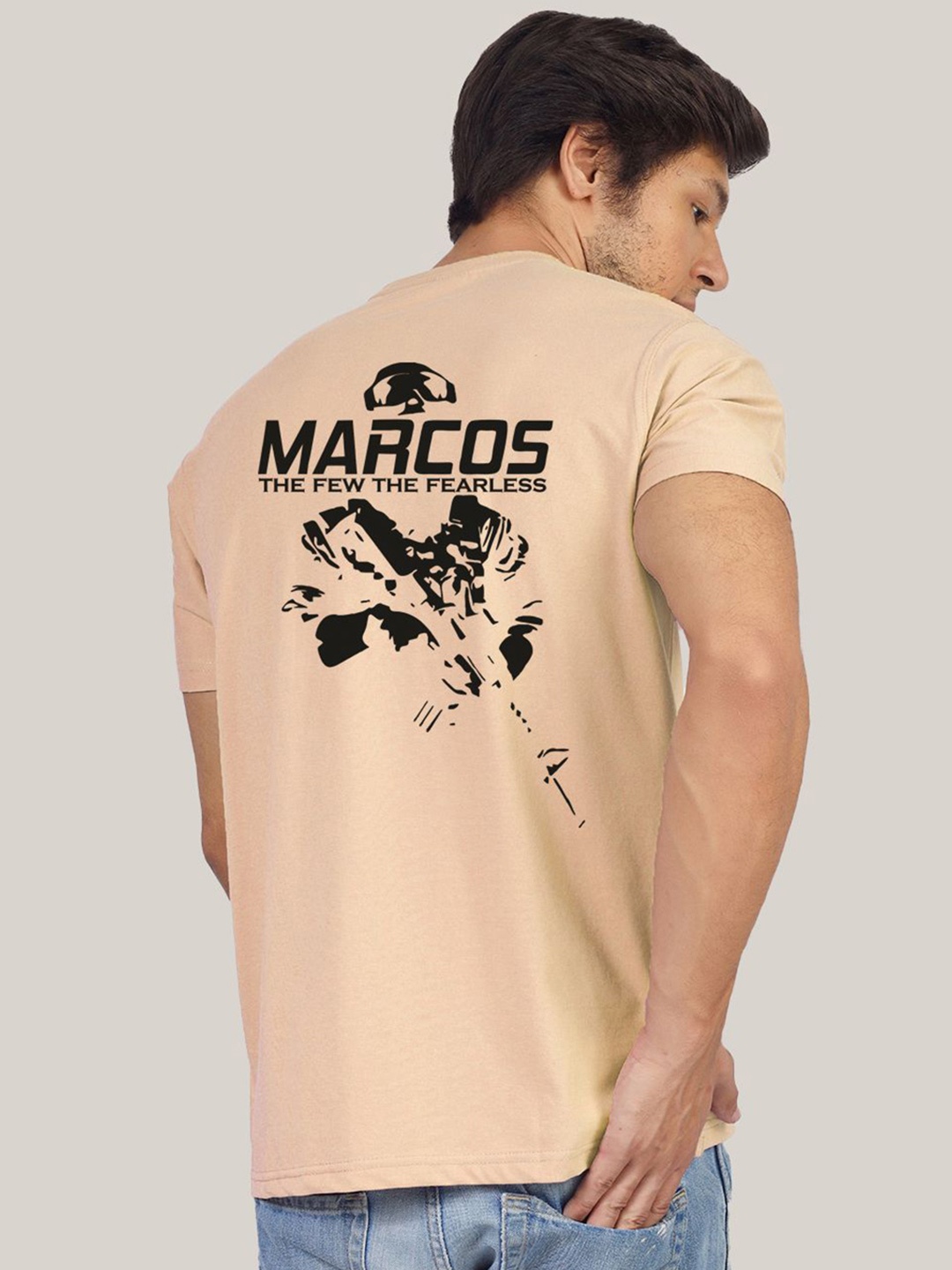 

Greylongg Yorksteadd 2076 Men Graphic Printed Round Neck Typography T-shirt, Beige