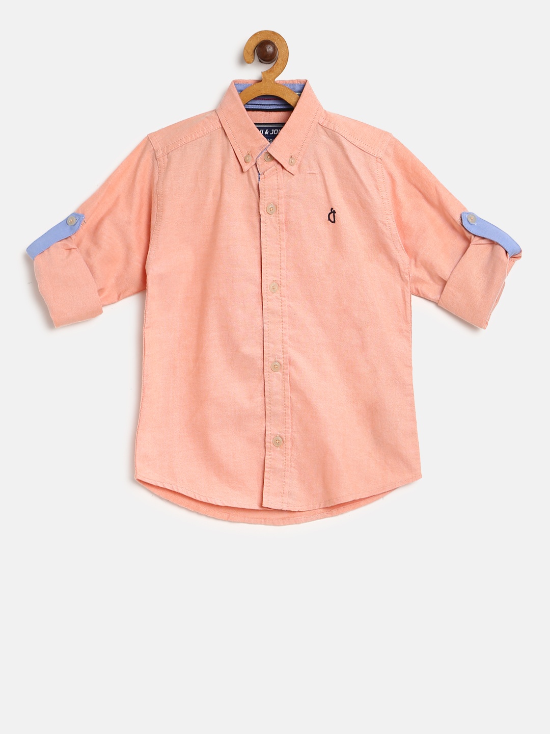 

Gini and Jony Boys Peach-Coloured Regular Fit Solid Casual Shirt