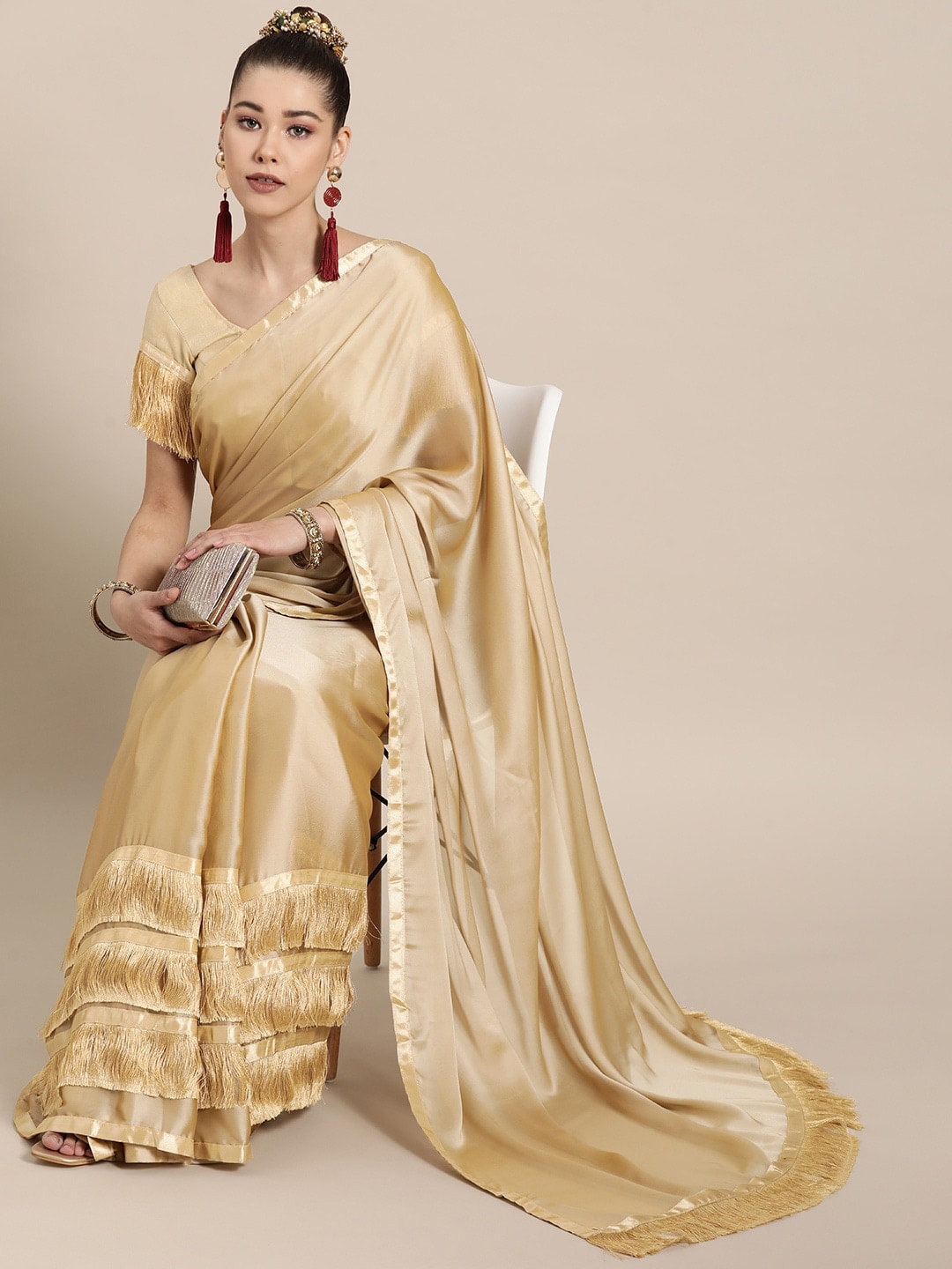 

RAJGRANTH Pure Georgette Saree, Beige